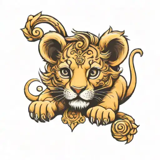 baby lion tattoo design idea