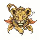 baby lion tattoo design idea