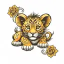 baby lion tattoo design idea
