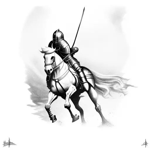 knight on the horse in battle tattoo design idea