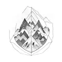 Mountains made up of car parts and gears tattoo design idea