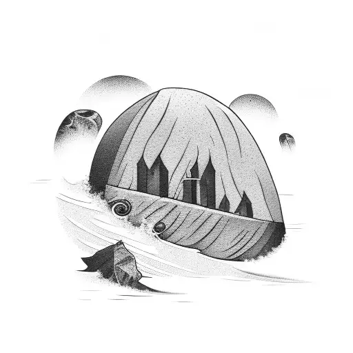 the rock over which the surf crashes tattoo design idea