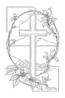Cross and Matthew 6:34 tattoo design idea