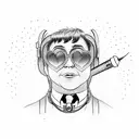 Elton John Heart Glasses with Rocket, Astronaut, World, and lyrics from your song tattoo design idea