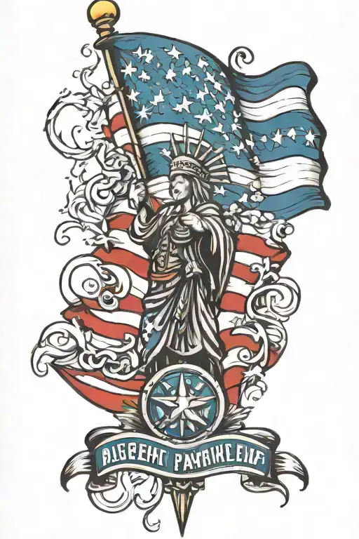 patriotic left sleeve tattoo design idea