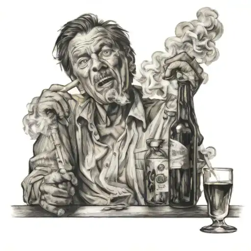 smoking man at a bar tattoo design idea