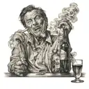 smoking man at a bar tattoo design idea