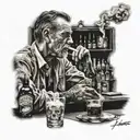 smoking man at a bar tattoo design idea