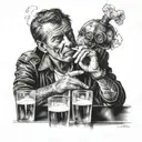 smoking man at a bar tattoo design idea