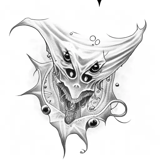 vampire squid with poppy tattoo design idea