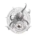 vampire squid with poppy tattoo design idea