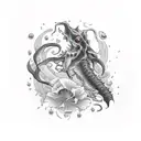 vampire squid with poppy tattoo design idea