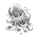 vampire squid with poppy tattoo design idea