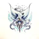 vampire squid with poppy tattoo design idea