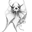 vampire squid with poppy tattoo design idea