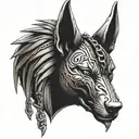 Anubis and chain tattoo design idea