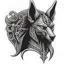 Anubis and chain tattoo design idea