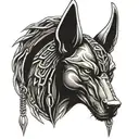 Anubis and chain tattoo design idea