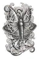 moth on fire flames tattoo design idea