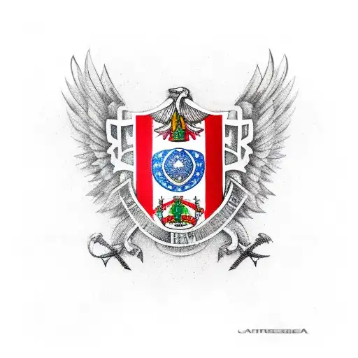 tattoo representing war veteran. with a calendar for the dates. with portugal flag. with name "messias". with angola map tattoo design idea