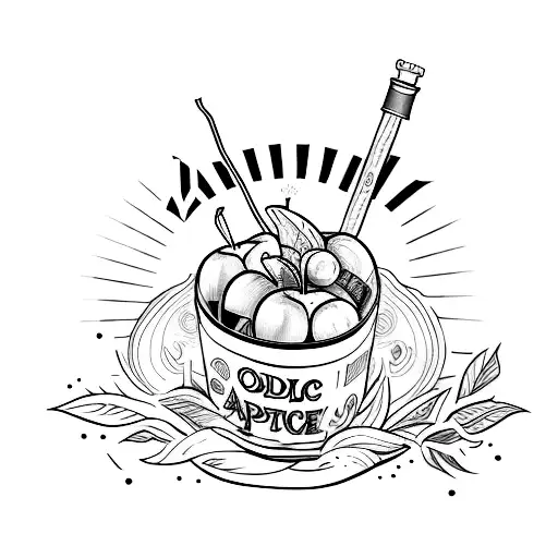 old school carton apple juice box tattoo design idea