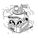 old school carton apple juice box tattoo design idea