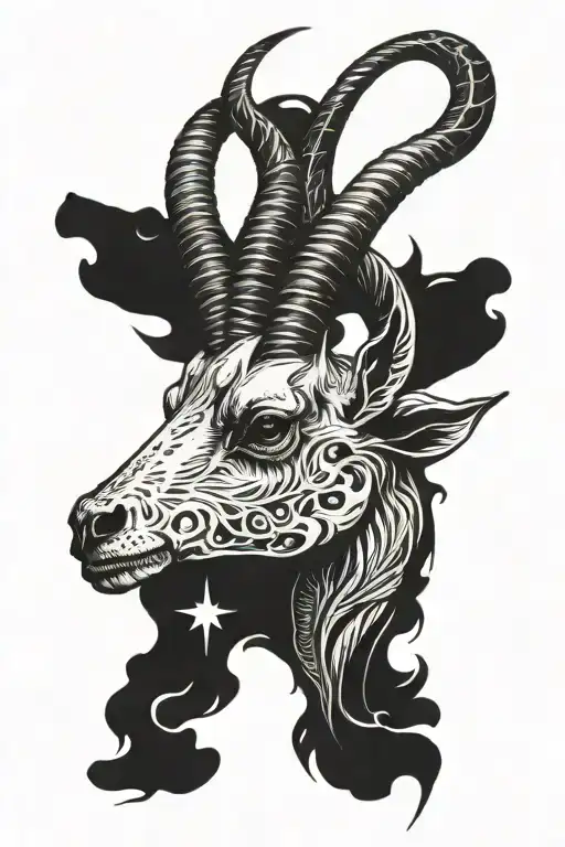 goat skull profile tattoo design idea