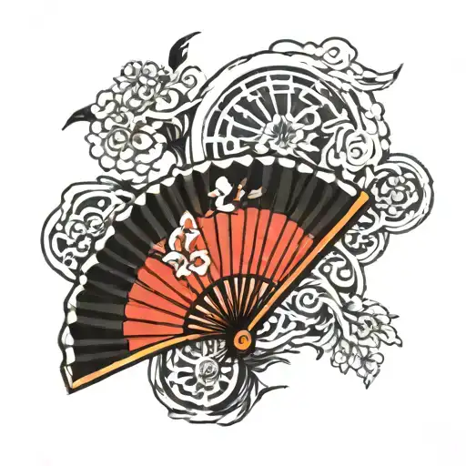 Japanese fan tattoo design idea