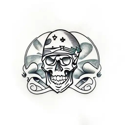 skull with mushrooms tattoo design idea