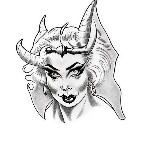 pinup devil woman tattoo design idea
