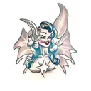 pinup devil woman tattoo design idea