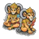 ram and hanuman siting below giving blessings tattoo design idea