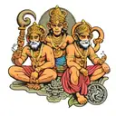ram and hanuman siting below giving blessings tattoo design idea