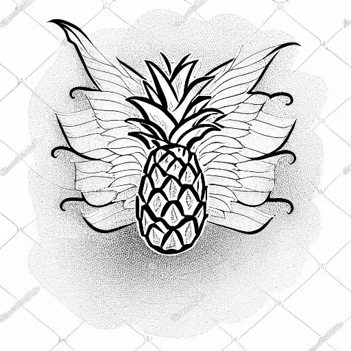 Pineapple with wings tattoo design idea