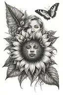 girl with sunflower tattoo design idea