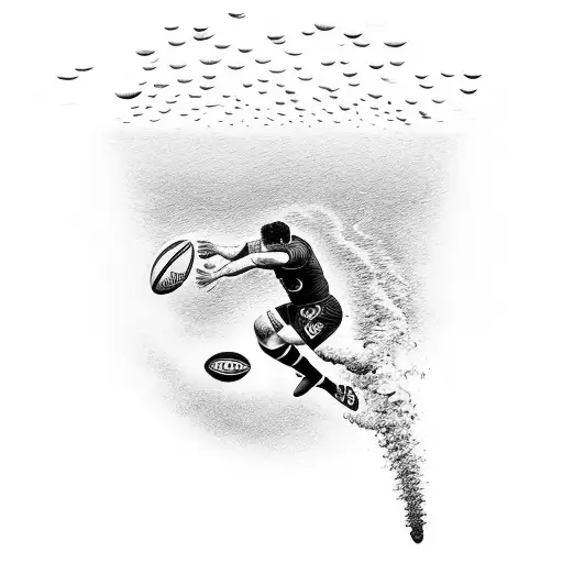 A rugby player diving into the ocean tattoo design idea