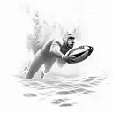 A rugby player diving into the ocean tattoo design idea