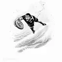 A rugby player diving into the ocean tattoo design idea