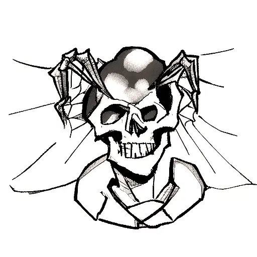 skull with spider tattoo design idea