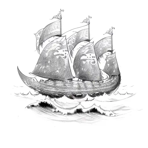 Viking ship attacked by kraken tattoo design idea
