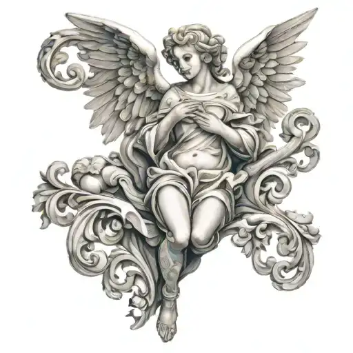 Angel Baroque Plaster tattoo design idea