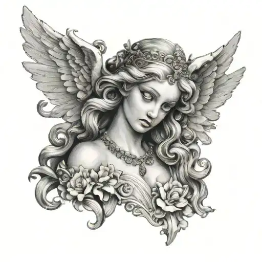 Angel Baroque tattoo design idea