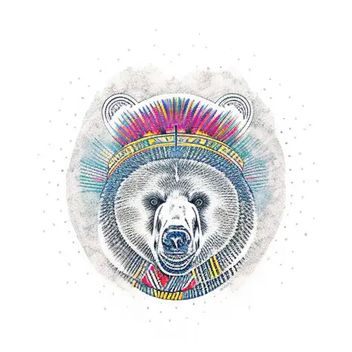Swedish Bear with headband swedish colors tattoo design idea