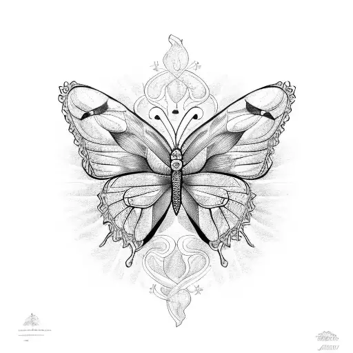 butterfly and 2002 tattoo design idea