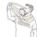 dad with son on his shoulders and the son is holding a scarf that says NCFC tattoo design idea