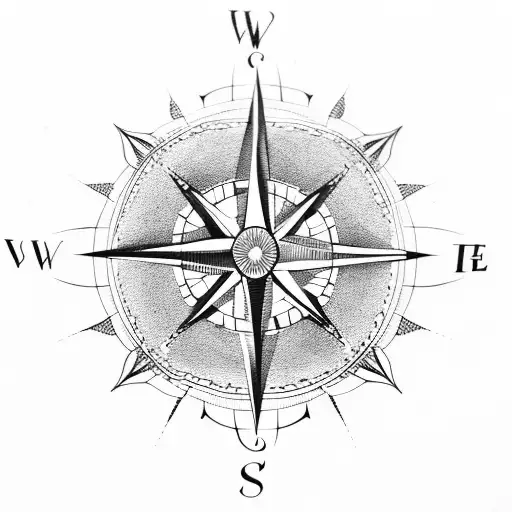 Compass tattoo design idea