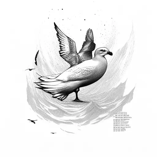   Like a seagull even if the oil weighs on my back, dampening the trail  tattoo design idea
