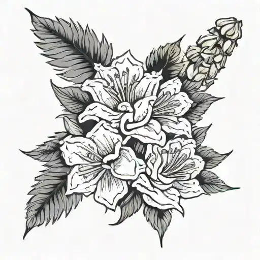 $uicideboy$ album cover with flowers blooming tattoo design idea