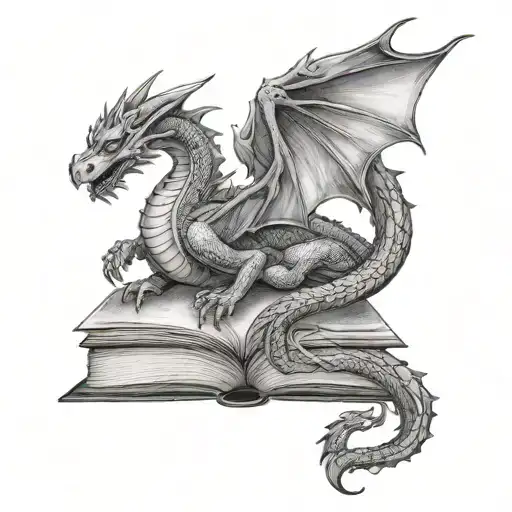 dragon books tattoo design idea