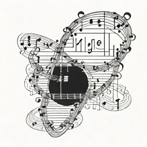 A DNA double helix intertwined with musical notes tattoo design idea